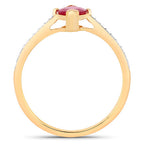 1.51 Carat Genuine Ruby and White Diamond 14K Yellow Gold Ring