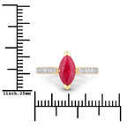 1.51 Carat Genuine Ruby and White Diamond 14K Yellow Gold Ring