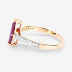 1.51 Carat Genuine Ruby and White Diamond 14K Yellow Gold Ring