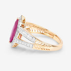 1.06 Carat Genuine Ruby and White Diamond 14K Yellow Gold Ring