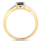 0.88 Carat Genuine Blue Sapphire and White Diamond 14K Yellow Gold Ring