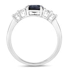 1.38 Carat Genuine Blue Sapphire and White Diamond 14K White Gold Ring