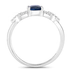 1.12 Carat Genuine Blue Sapphire and White Diamond 14K White Gold Ring