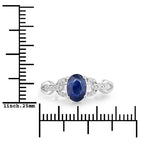 1.12 Carat Genuine Blue Sapphire and White Diamond 14K White Gold Ring
