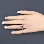 1.12 Carat Genuine Blue Sapphire and White Diamond 14K White Gold Ring