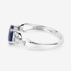 1.12 Carat Genuine Blue Sapphire and White Diamond 14K White Gold Ring