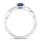 1.04 Carat Genuine Blue Sapphire and White Diamond 14K White Gold Ring