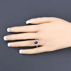 1.84 Carat Genuine Blue Sapphire and White Diamond 14K Yellow Gold Ring
