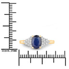 1.73 Carat Genuine Blue Sapphire and White Diamond 14K Yellow Gold Ring
