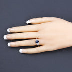 1.73 Carat Genuine Blue Sapphire and White Diamond 14K Yellow Gold Ring