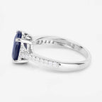 3.28 Carat Genuine Blue Sapphire and White Diamond 14K White Gold Ring