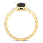 0.86 Carat Genuine Blue Sapphire and White Diamond 14K Yellow Gold Ring