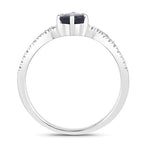 1.14 Carat Genuine Blue Sapphire and White Diamond 14K White Gold Ring