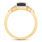 1.54 Carat Genuine Blue Sapphire and White Diamond 14K Yellow Gold Ring