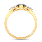1.47 Carat Genuine Blue Sapphire and White Diamond 14K Yellow Gold Ring