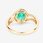 1.62 Carat Genuine Zambian Emerald and White Diamond 14K Yellow Gold Ring