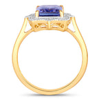 2.82 Carat Genuine Tanzanite and White Diamond 14K Yellow Gold Ring