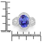 4.19 Carat Genuine Tanzanite and White Diamond 14K White Gold Ring