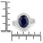 4.69 Carat Genuine Blue Sapphire and White Diamond 14K White Gold Ring