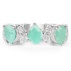 1.87 Carat Genuine Emerald and White Topaz .925 Sterling Silver Ring
