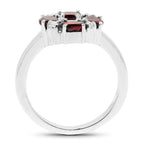 2.02 Carat Genuine Garnet & White Topaz .925 Sterling Silver Ring