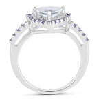 1.41 Carat Genuine Aquamarine & Tanzanite .925 Sterling Silver Ring