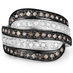 0.80 Carat Genuine Brown Diamond and White Diamond .925 Sterling Silver Ring