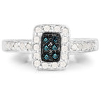 0.36 Carat Genuine Blue Diamond and White Diamond .925 Sterling Silver Ring