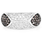 0.94 Carat Genuine Champagne Diamond and White Diamond .925 Sterling Silver Ring