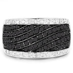 0.79 Carat Genuine Black Diamond and White Diamond .925 Sterling Silver Ring