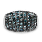 0.83 Carat Genuine Blue Diamond and White Diamond .925 Sterling Silver Ring