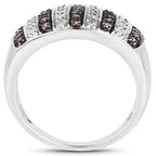 0.83 Carat Genuine Champagne Diamond and White Diamond .925 Sterling Silver Ring