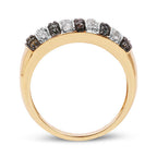 14K Yellow Gold Plated 0.84 Carat Genuine Multi Diamond .925 Sterling Silver Ring