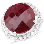 13.10 Carat Dyed Ruby and White Topaz .925 Sterling Silver Ring