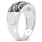 0.64 Carat Genuine Champagne Diamond & White Diamond .925 Sterling Silver Ring