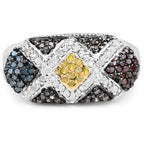 0.61 Carat Genuine Multi Diamond .925 Sterling Silver Ring
