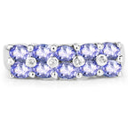 1.76 Carat Genuine Tanzanite and White Sapphire .925 Sterling Silver Ring