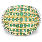 2.16 Carat Genuine Emerald and White Topaz .925 Sterling Silver Ring