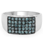 0.48 Carat Genuine Blue Diamond .925 Sterling Silver Ring