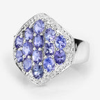 2.41 Carat Genuine Tanzanite and White Topaz .925 Sterling Silver Ring