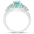 2.13 Carat Genuine Emerald .925 Sterling Silver Ring
