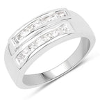 0.70 Carat Genuine White Sapphire .925 Sterling Silver Ring