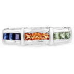 1.08 Carat Genuine Multi Sapphire .925 Sterling Silver Ring