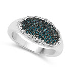 0.45 Carat Genuine Blue Diamond and White Diamond .925 Sterling Silver Ring