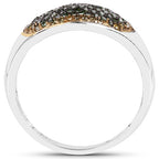 0.45 Carat Genuine Green Diamond and Yellow Diamond .925 Sterling Silver Ring