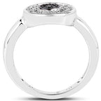 0.20 Carat Genuine Black Diamond and White Diamond .925 Sterling Silver Ring