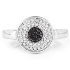 0.20 Carat Genuine Black Diamond and White Diamond .925 Sterling Silver Ring