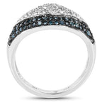 0.50 Carat Genuine Blue Diamond and White Diamond .925 Sterling Silver Ring