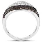0.50 Carat Genuine Champagne Diamond and White Diamond .925 Sterling Silver Ring