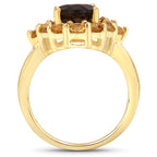 4.00 Carat Genuine Smoky Quartz and Citrine .925 Sterling Silver Ring